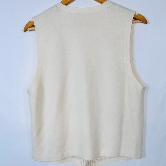 Vintage Sweater Vest Womens Ivory Embroidered Embellishment Coastal Cowgirl - Picture 2 of 6